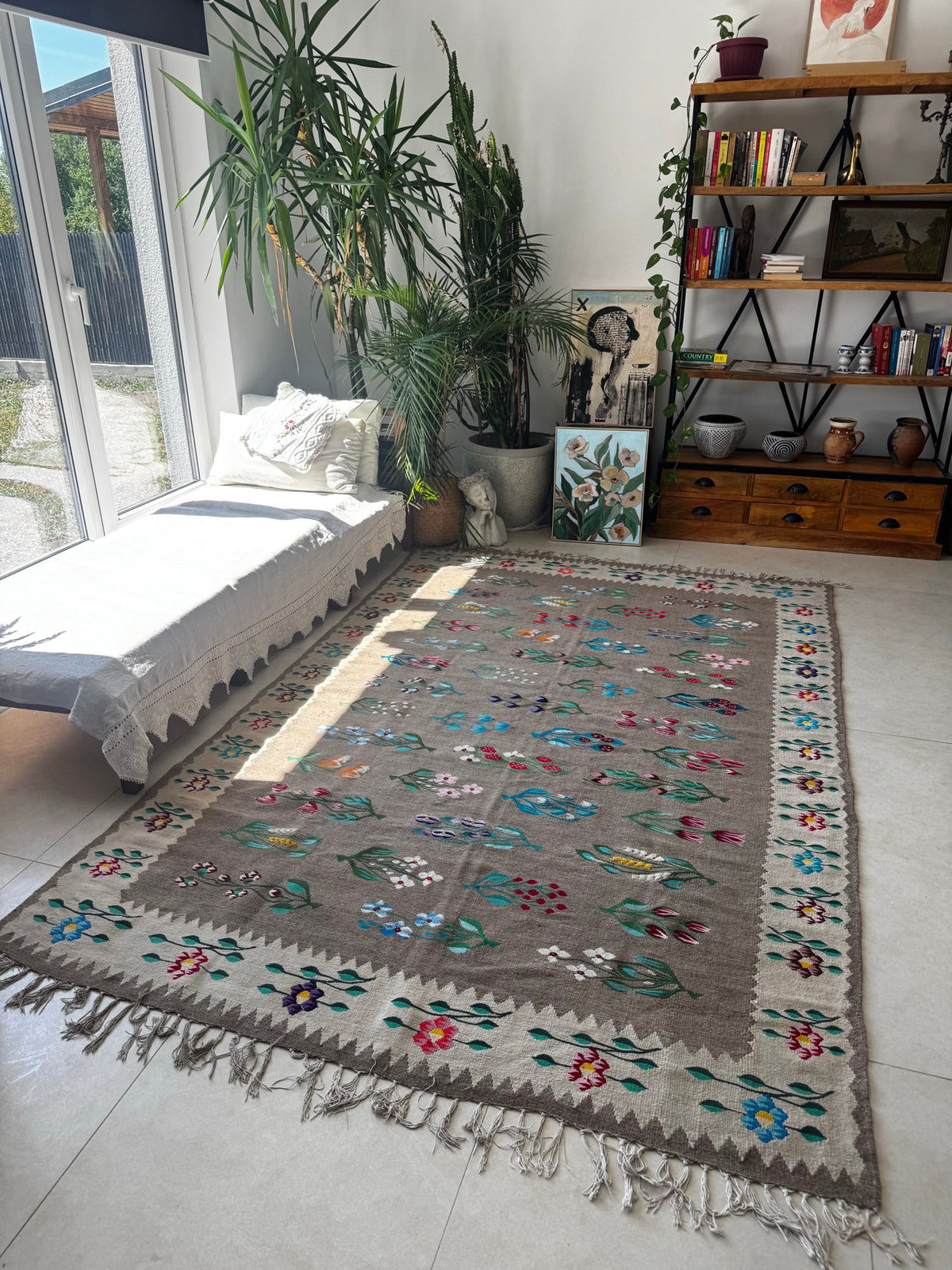 Old Gray Floral Oltenian Wool Rug, 265x170 cm, view 5