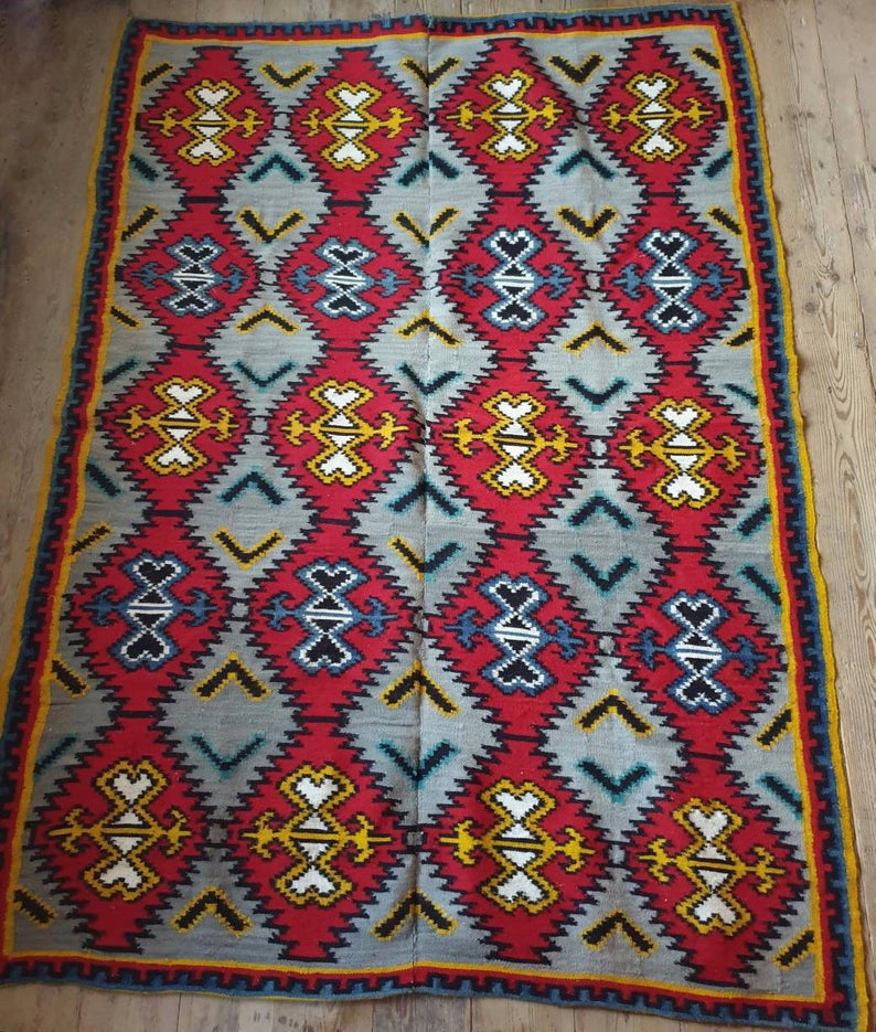 Old Romanian Kilim Rug, 250x175 cm, view 10