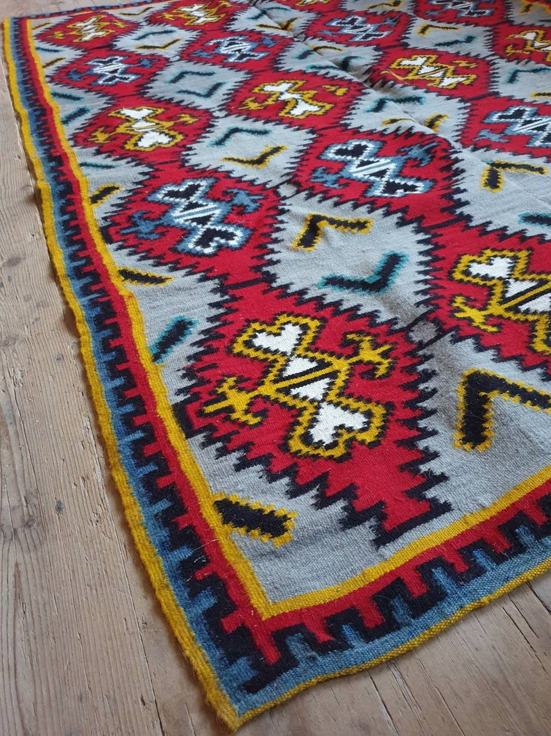 Old Romanian Kilim Rug, 250x175 cm, view 2