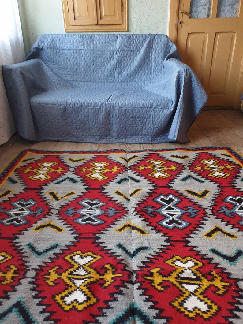 Old Romanian Kilim Rug, 250x175 cm, view 8