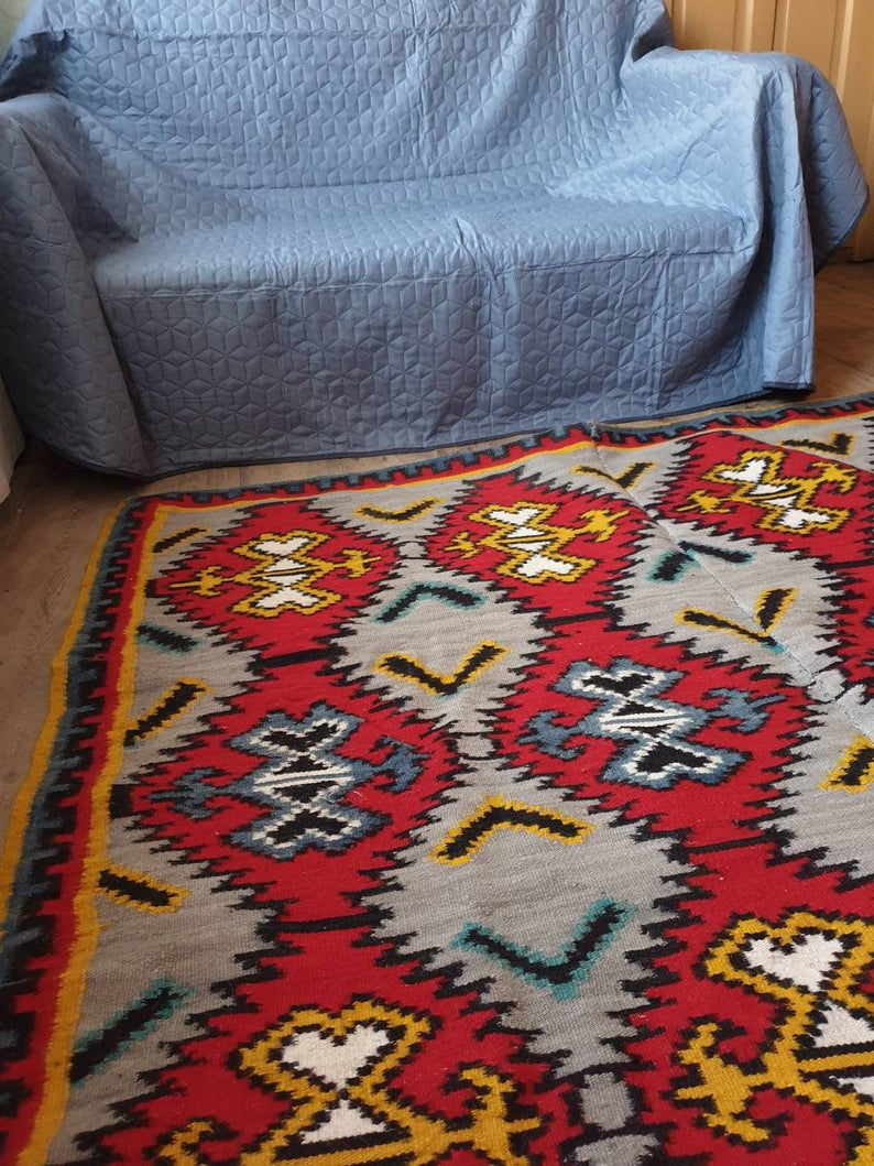 Old Romanian Kilim Rug, 250x175 cm, view 9