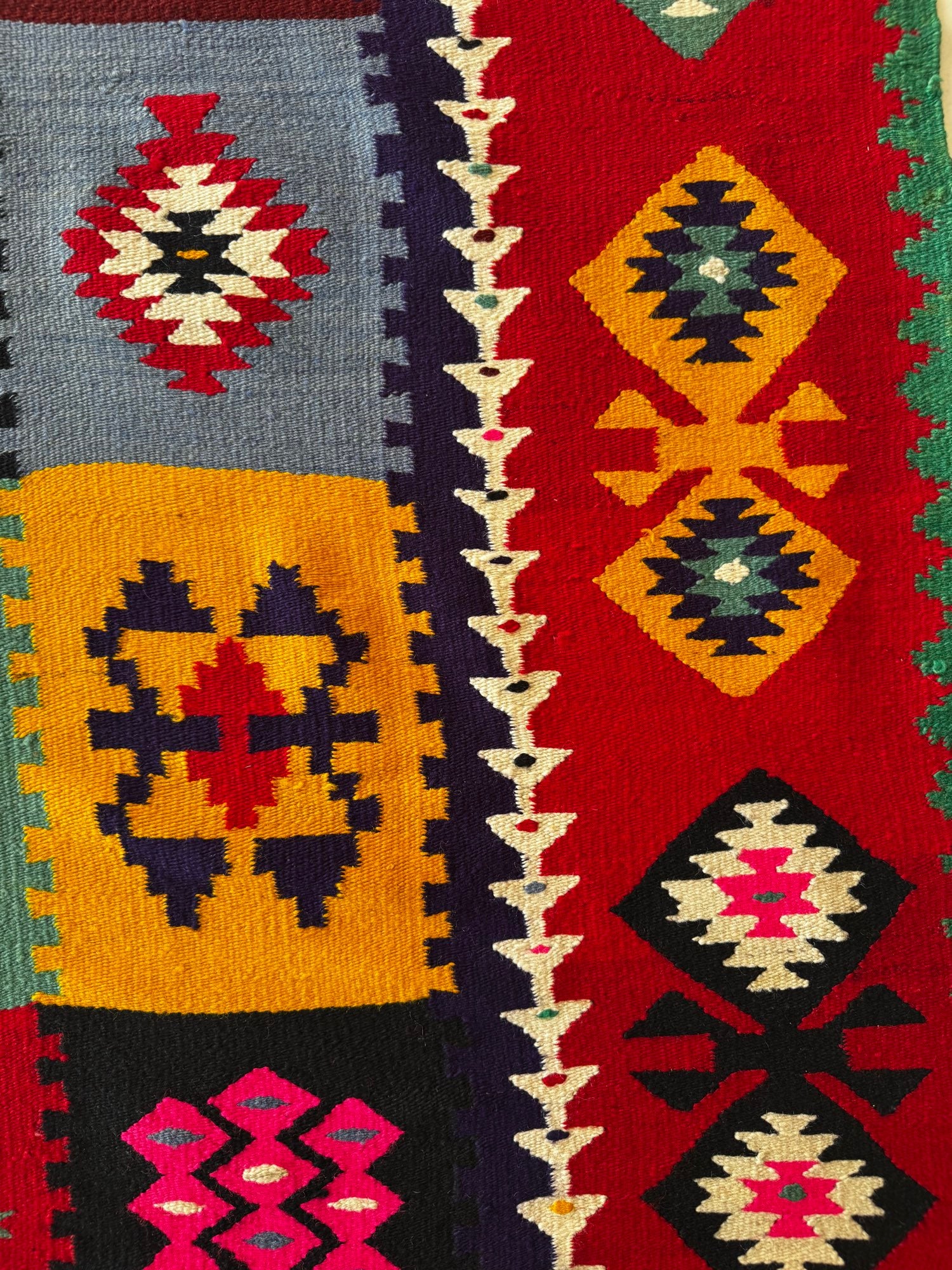 Old Geometric Romanian Kilim Runner, 345x147 cm, view 12