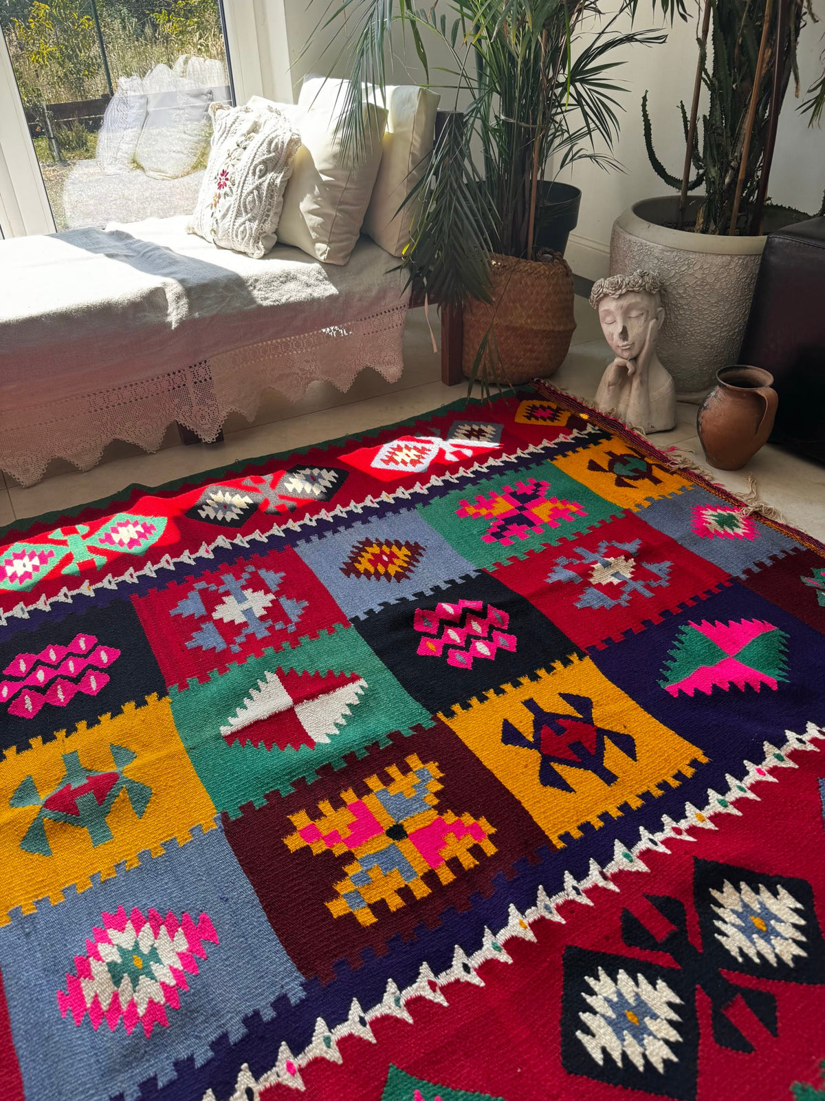 Old Geometric Romanian Kilim Runner, 345x147 cm, view 15