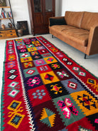 Old Geometric Romanian Kilim Runner, 345x147 cm, view 2
