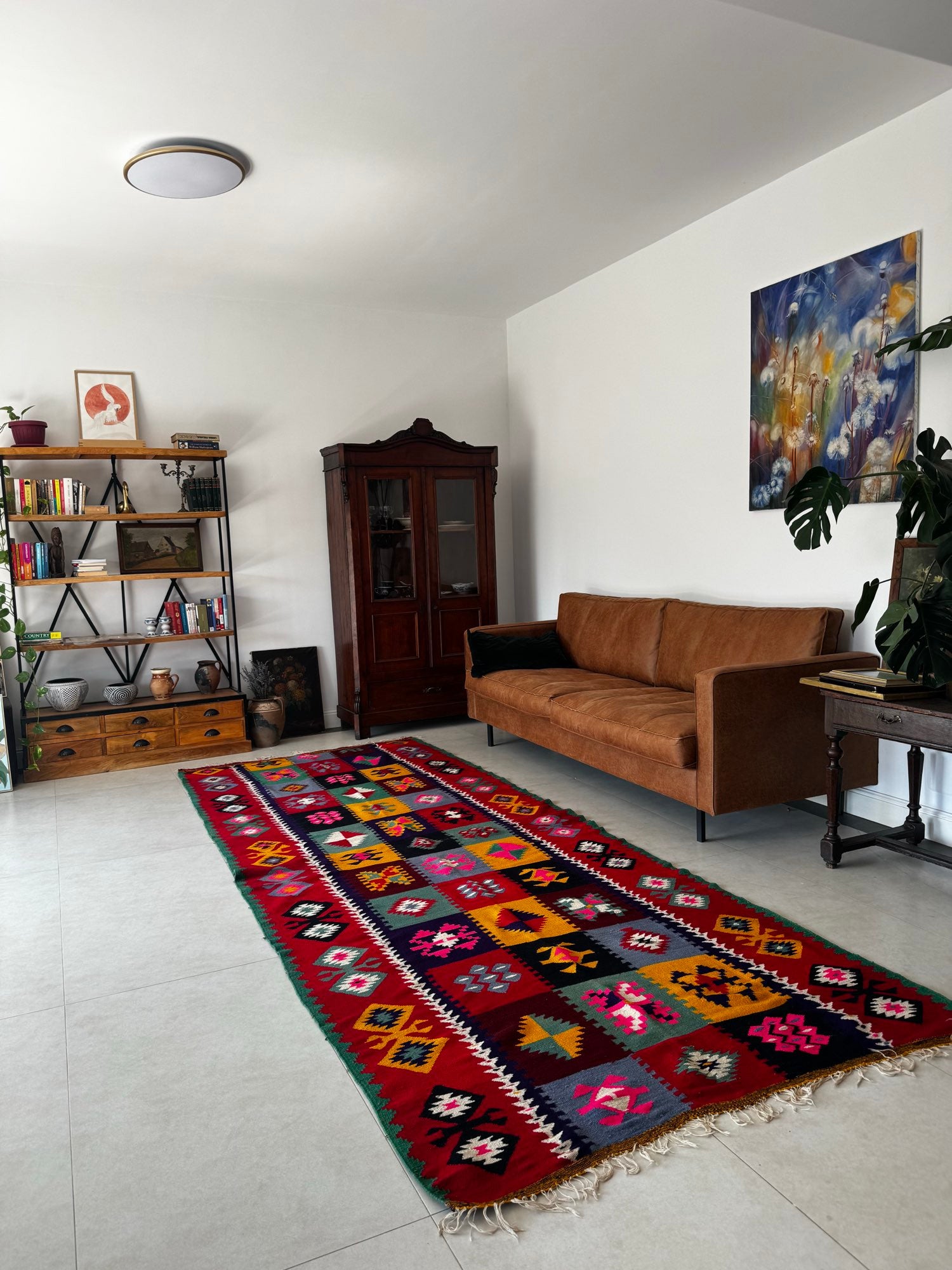 Old Geometric Romanian Kilim Runner, 345x147 cm, view 4