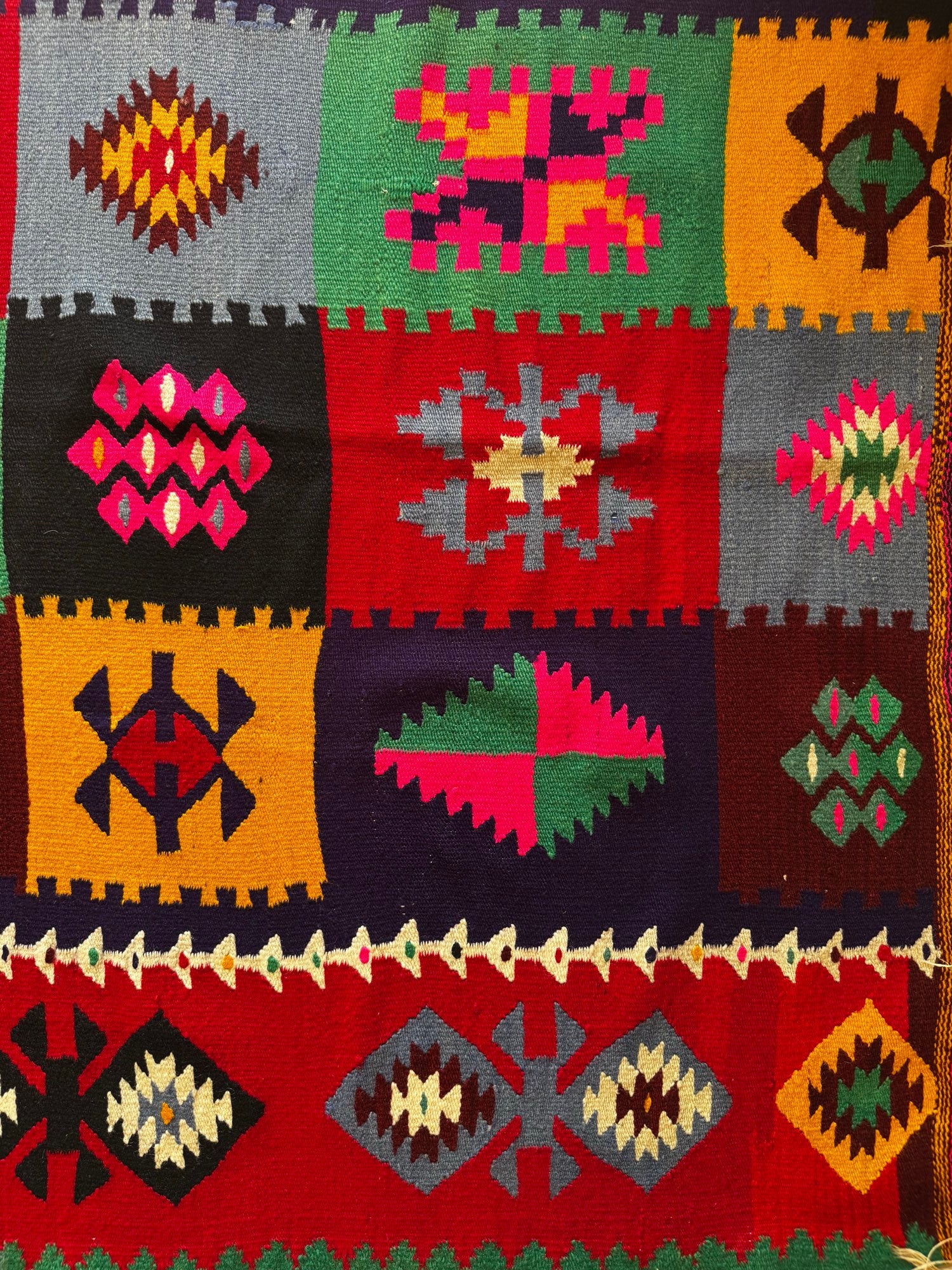 Old Geometric Romanian Kilim Runner, 345x147 cm, view 9