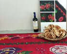 Old Red Romanian Wool Cerga Bedspread, 220x150 cm, view 2