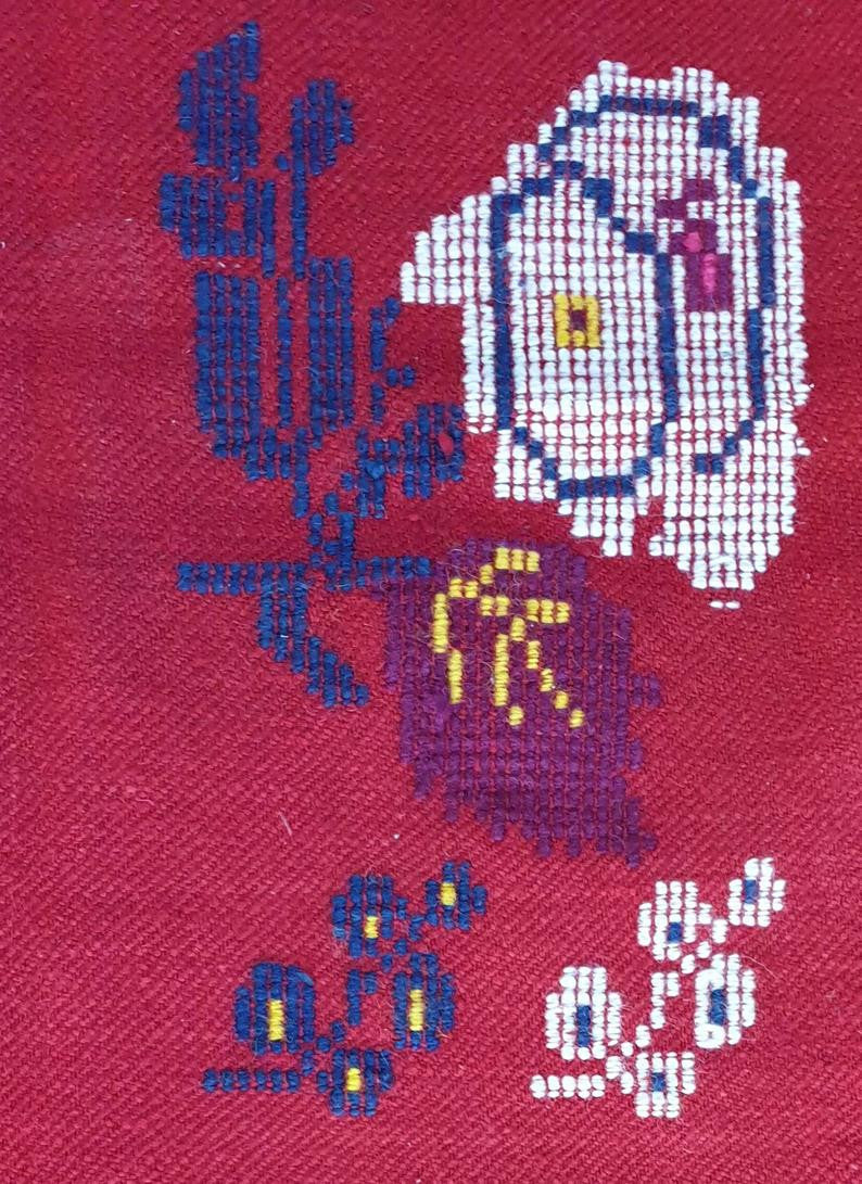 Old Red Romanian Wool Cerga Bedspread, 220x150 cm, view 5