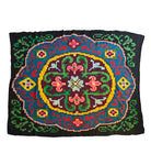 Old Blue & Black Floral Romanian Wool Rug, 187x155 cm