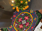 Old Blue & Black Floral Romanian Wool Rug, 187x155 cm, view 2