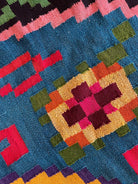 Old Blue & Black Floral Romanian Wool Rug, 187x155 cm, view 8
