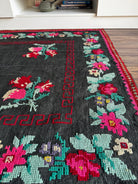 Old Gray Floral Romanian Wool Rug, 205x125 cm, view 8