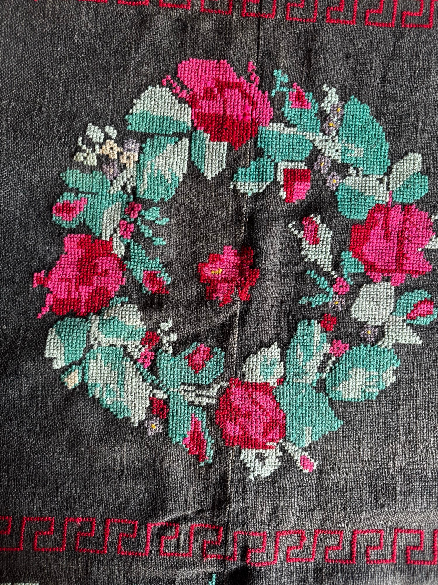 Old Gray Floral Romanian Wool Rug, 205x125 cm, view 9