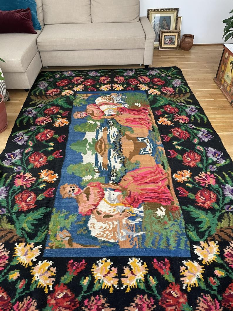 Old Floral Romanian Wool Rug, 315x185 cm, view 10