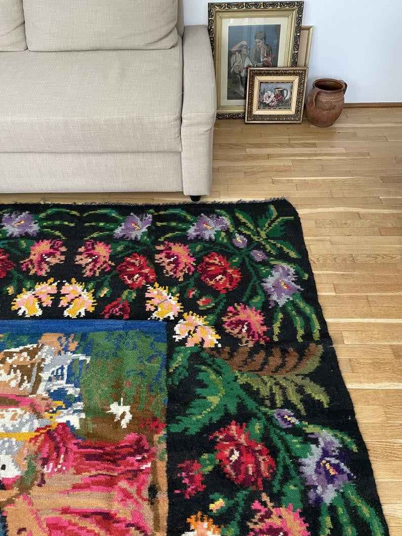 Old Floral Romanian Wool Rug, 315x185 cm, view 8