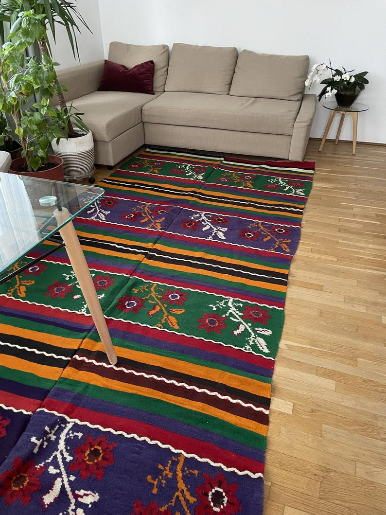 Vintage Floral Oltenian Wool Rug, 353x157 cm, view 3