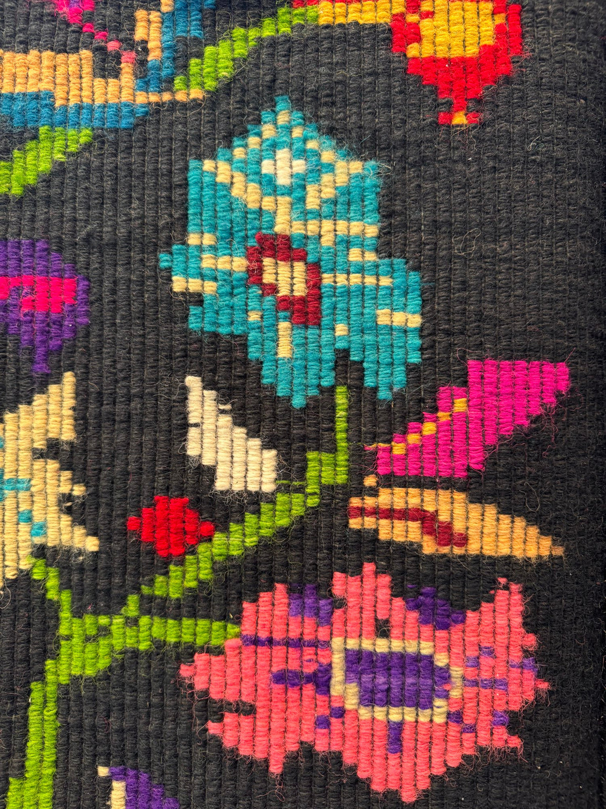 Handwoven Black Floral Oltenian Wool Rug, 180x153 cm, view 10