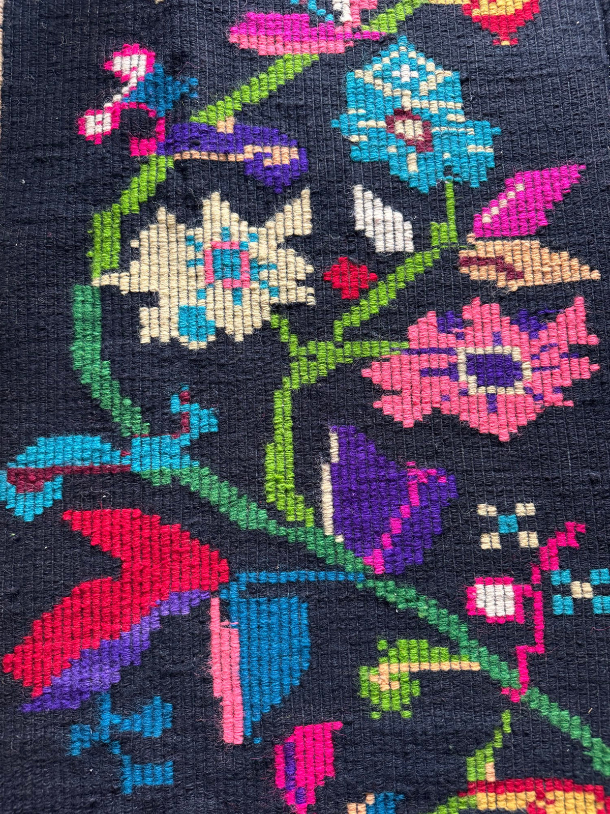 Handwoven Black Floral Oltenian Wool Rug, 180x153 cm, view 12