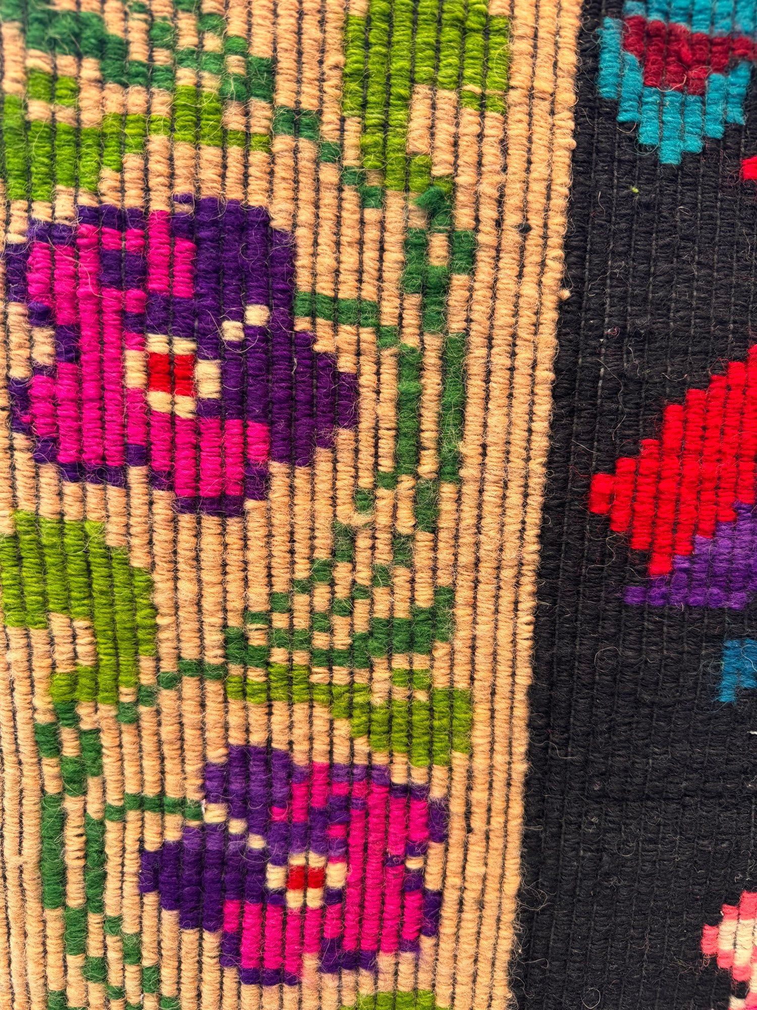 Handwoven Black Floral Oltenian Wool Rug, 180x153 cm, view 8