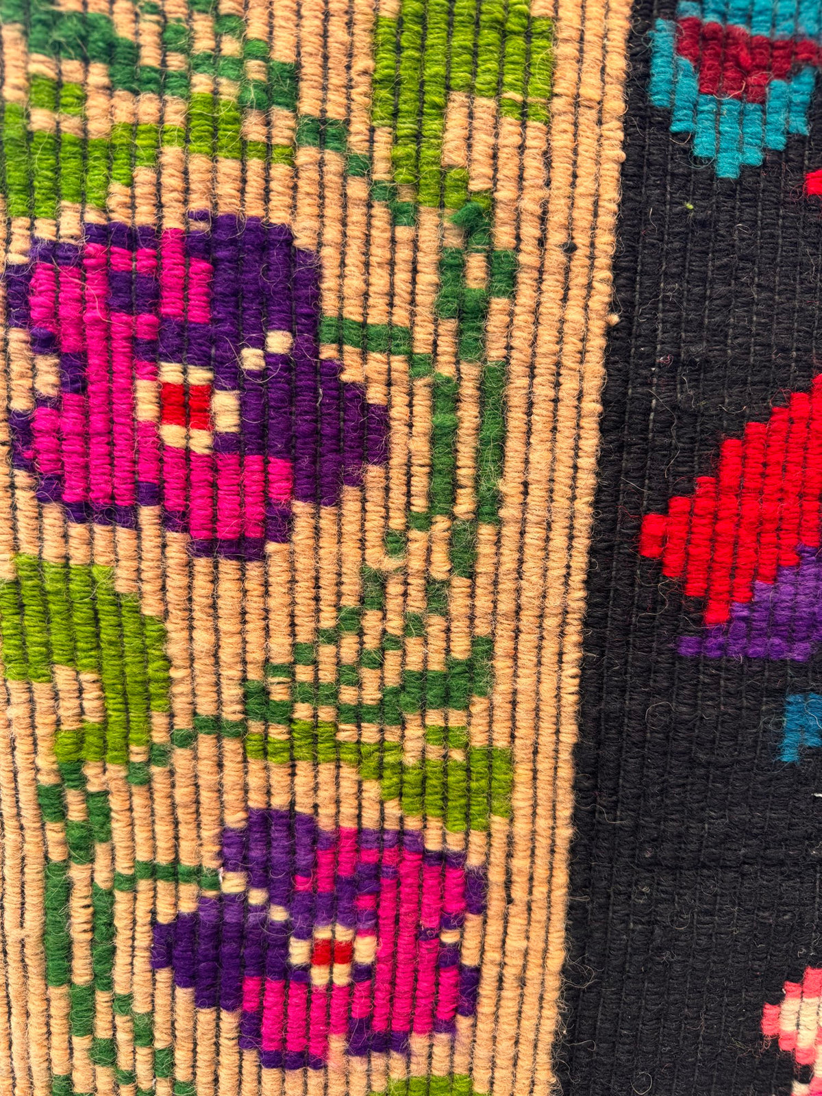 Handwoven Black Floral Oltenian Wool Rug, 180x153 cm, view 8