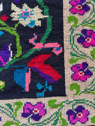 Handwoven Black Floral Oltenian Wool Rug, 180x153 cm, view 9