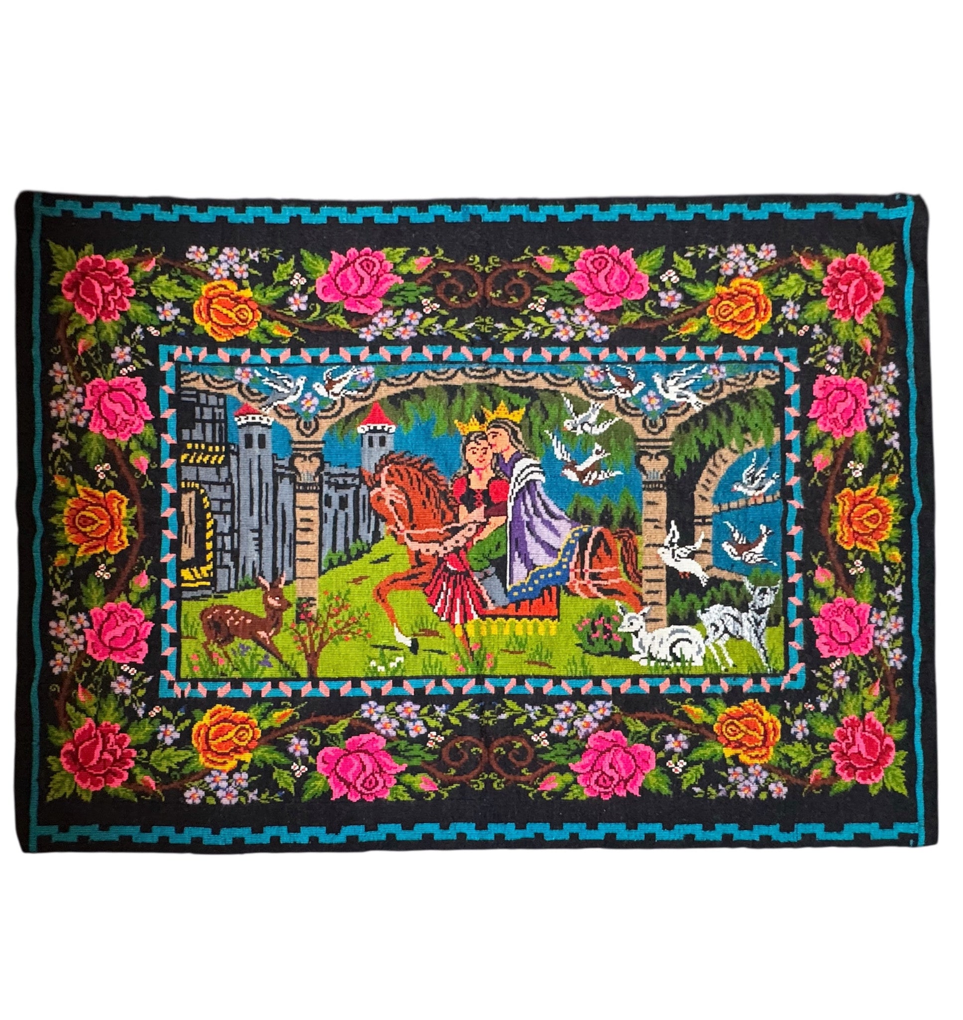 Handwoven Oltenian Wool Rug with Wedding Scene, 218x157 cm