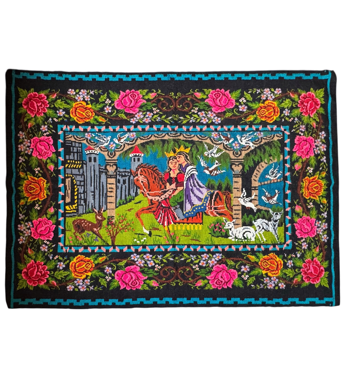 Handwoven Oltenian Wool Rug with Wedding Scene, 218x157 cm