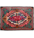 Vintage Turquoise Floral Bessarabian Wool Rug, 280x180 cm