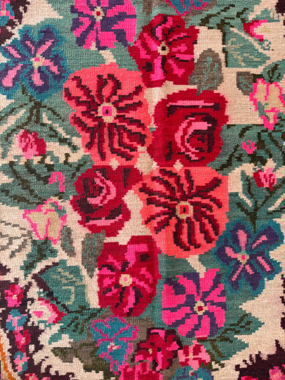 Vintage Turquoise Floral Bessarabian Wool Rug, 280x180 cm, view 8