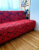 Red & Black Wool and Cotton Bed or Sofa Cover, 190x155 cm