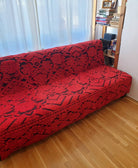 Red & Black Wool and Cotton Bed or Sofa Cover, 190x155 cm, view 9