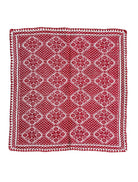 Red & White Cross-Stitch Romanian Tablecloth, 60x58 cm