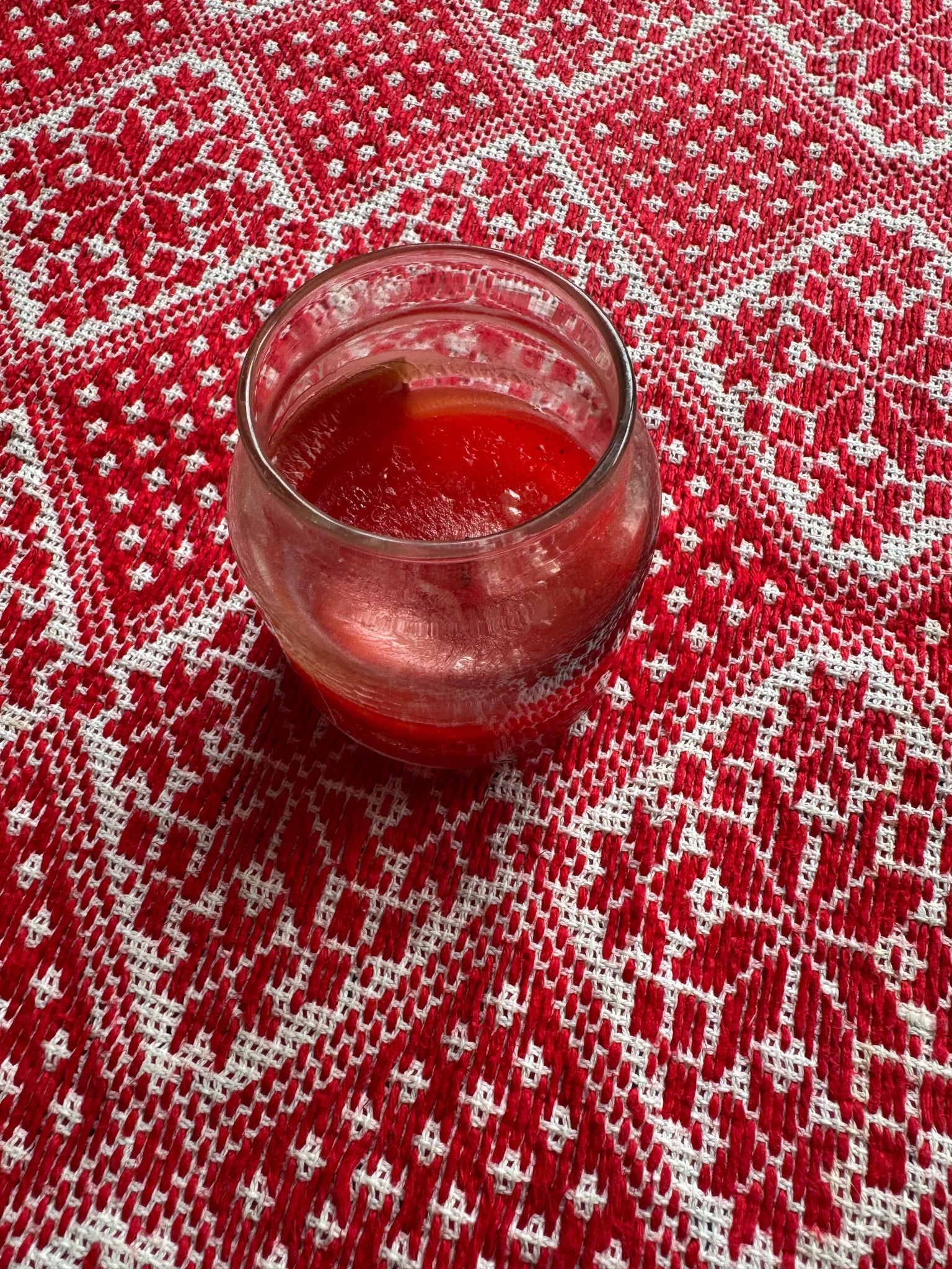 Red & White Cross-Stitch Romanian Tablecloth, 60x58 cm, view 2
