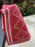 Red & White Cross-Stitch Romanian Tablecloth, 60x58 cm, view 4