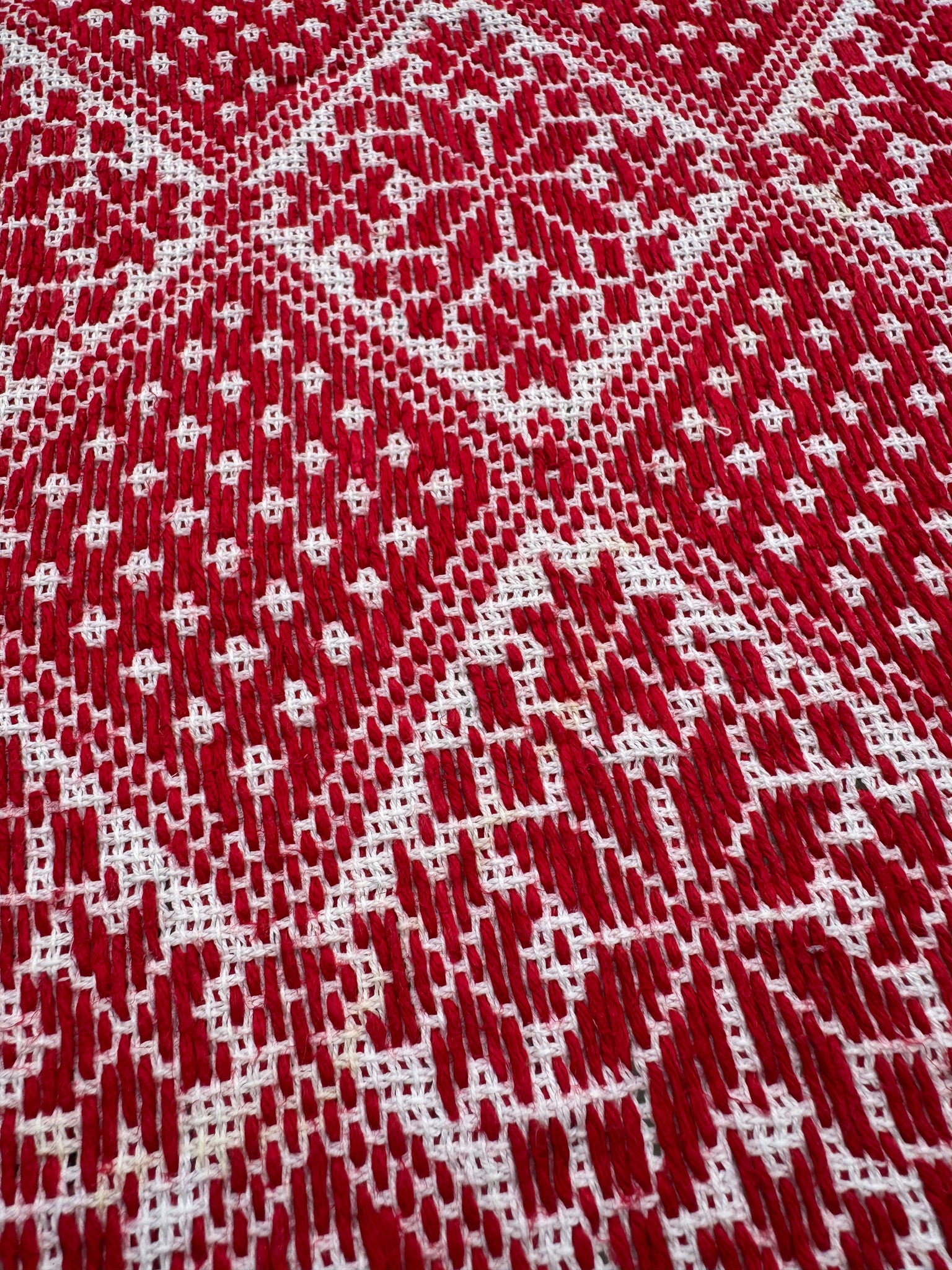 Red & White Cross-Stitch Romanian Tablecloth, 60x58 cm, view 6