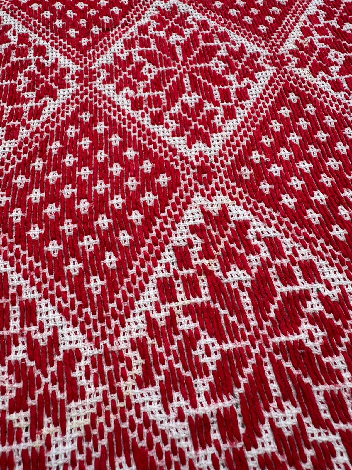 Red & White Cross-Stitch Romanian Tablecloth, 60x58 cm, view 6