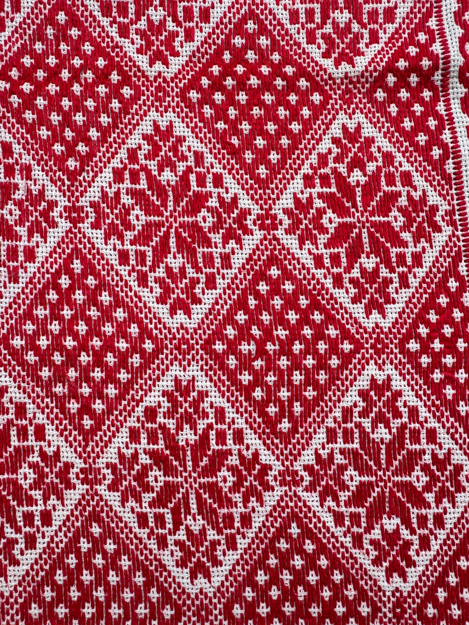 Red & White Cross-Stitch Romanian Tablecloth, 60x58 cm, view 7