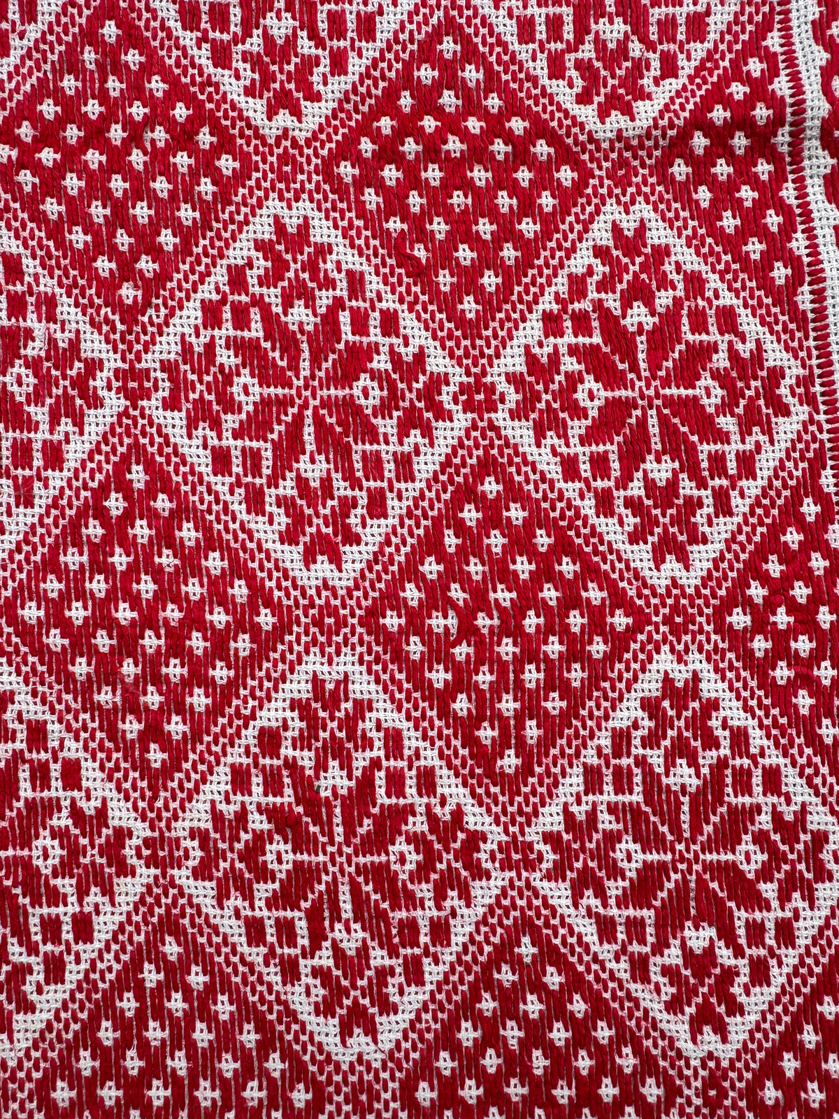 Red & White Cross-Stitch Romanian Tablecloth, 60x58 cm, view 7