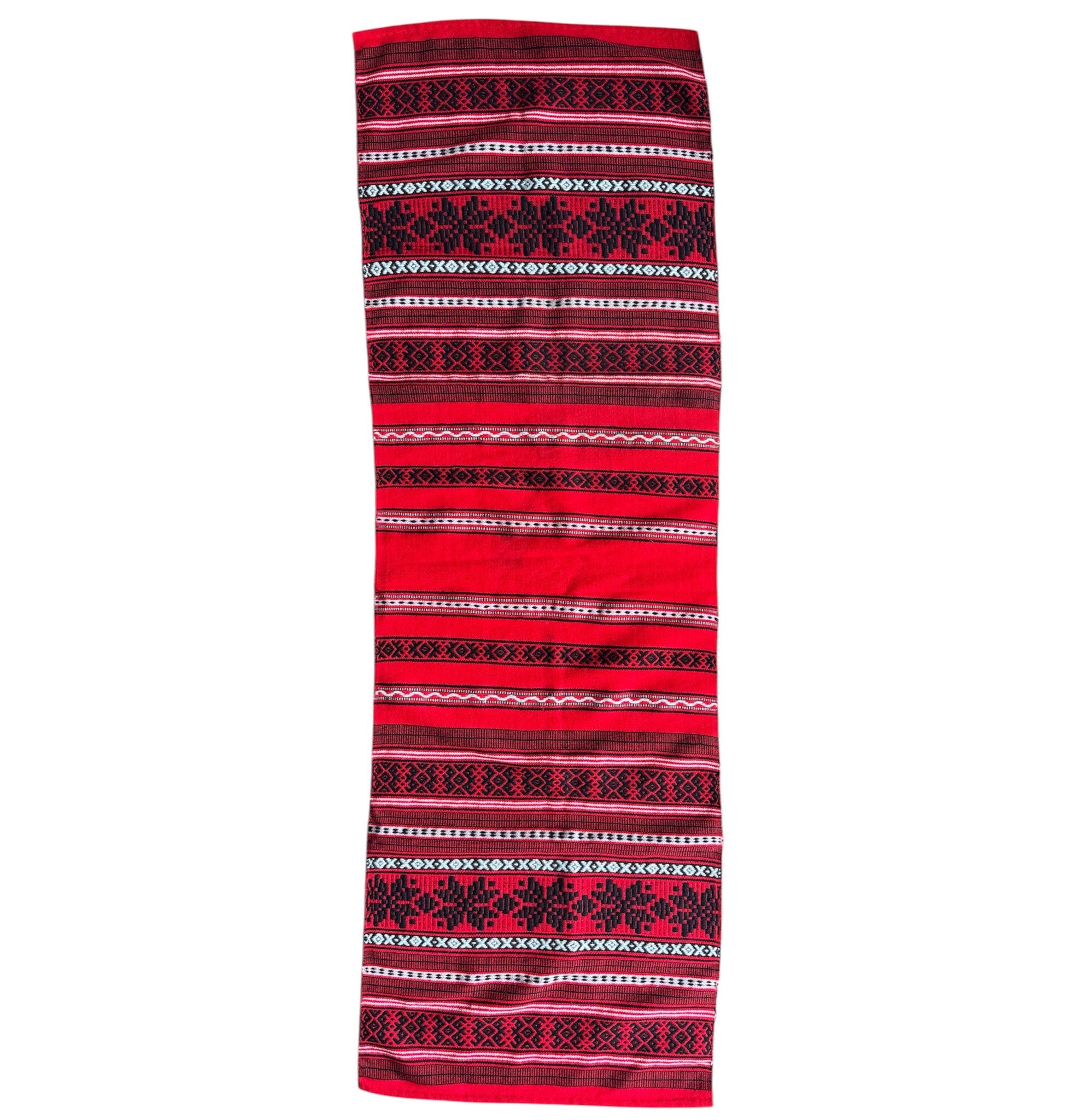 Red Romanian Pattern Table Runner, 137x40 cm
