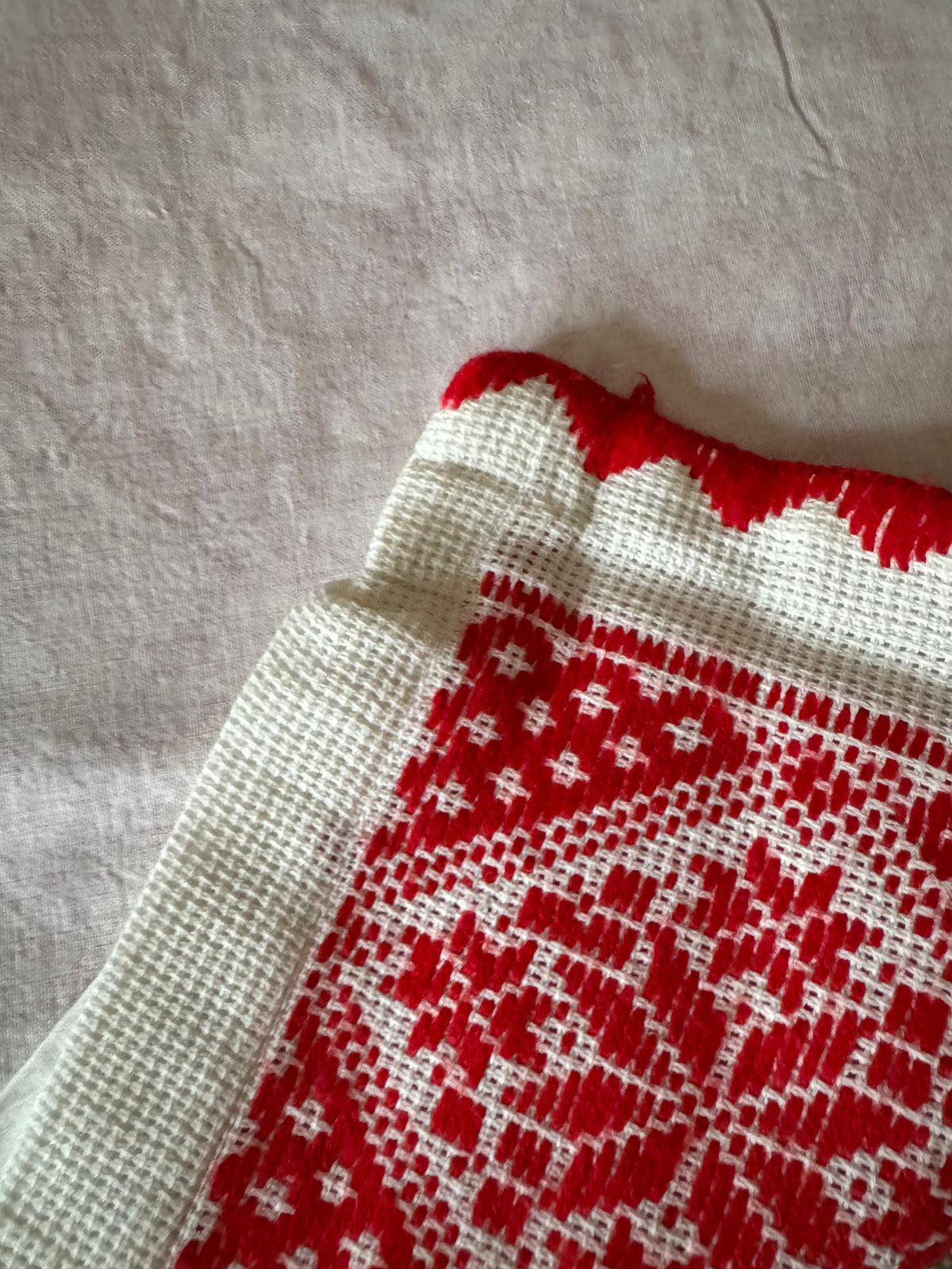 Red & White Embroidered Romanian Pillow Case, 55x43 cm, view 14