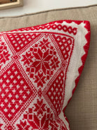 Red & White Embroidered Romanian Pillow Case, 55x43 cm, view 2