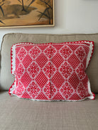 Red & White Embroidered Romanian Pillow Case, 55x43 cm, view 5