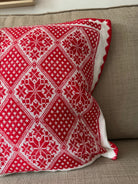 Red & White Embroidered Romanian Pillow Case, 55x43 cm, view 7