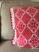 Red & White Embroidered Romanian Pillow Case, 55x43 cm, view 8