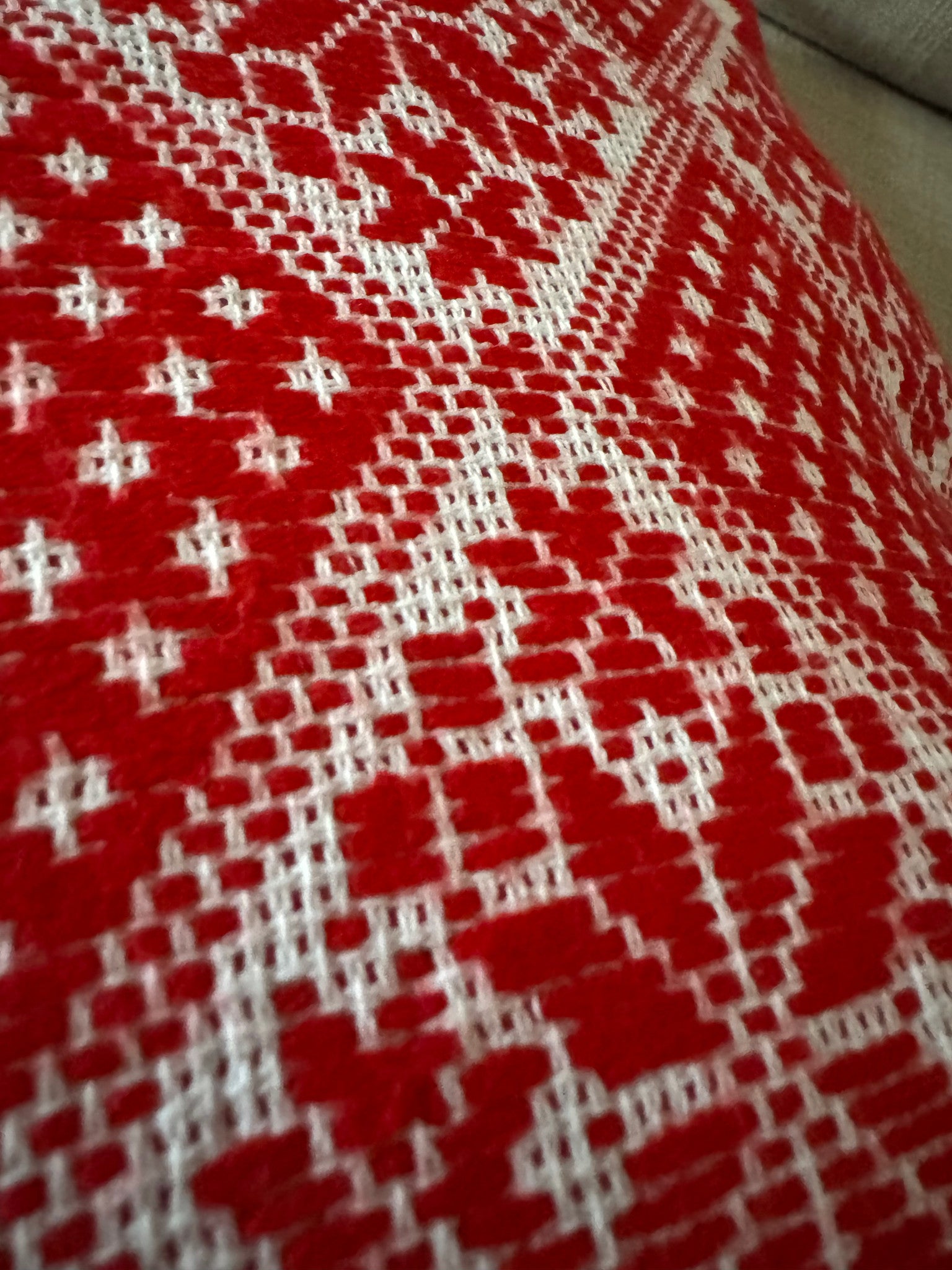 Red & White Embroidered Romanian Pillow Case, 55x43 cm, view 9