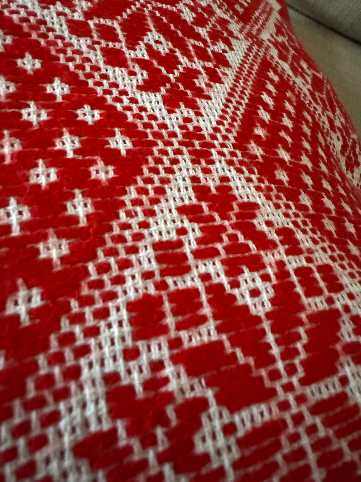 Red & White Embroidered Romanian Pillow Case, 55x43 cm, view 9