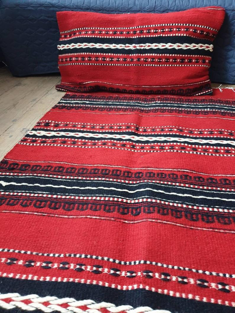 Red Wool Runner with 2 Pillow Cases Set, 257x80 cm, view 2
