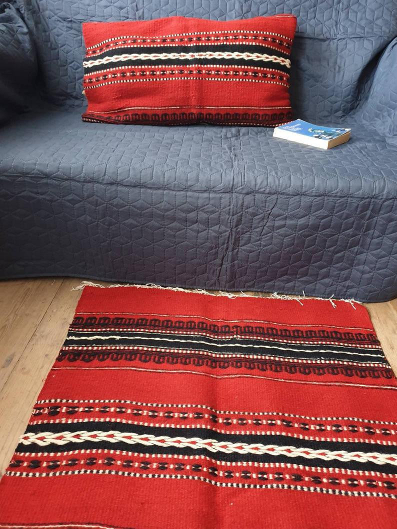 Red Wool Runner with 2 Pillow Cases Set, 257x80 cm, view 4