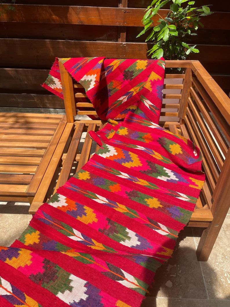 Vintage Red Striped Moldavian Wool Runner Rug, 280x49 cm, view 5