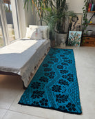 Handwoven Black Floral Romanian Runner Rug, 220x70 cm, view 15